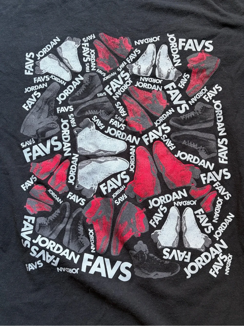 Jordan Black Graphic Tee with Red & White Accents Men’s Medium